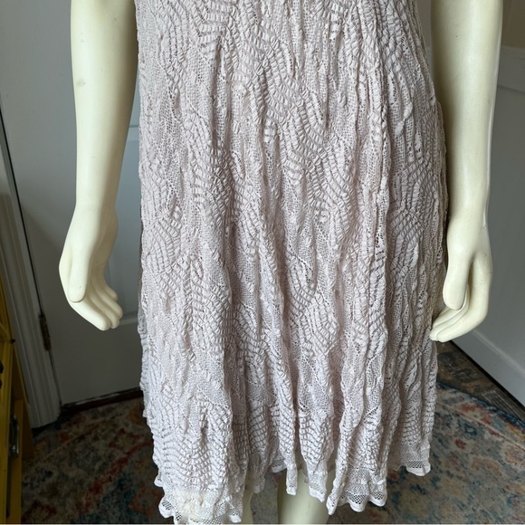 NWT Rabbit Rabbit Rabbit Beige Lace V Neck Fit & Flare Sleeveless Dress S - Picture 9 of 12